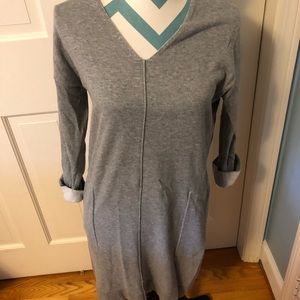Grey women’s long sleeve dress.